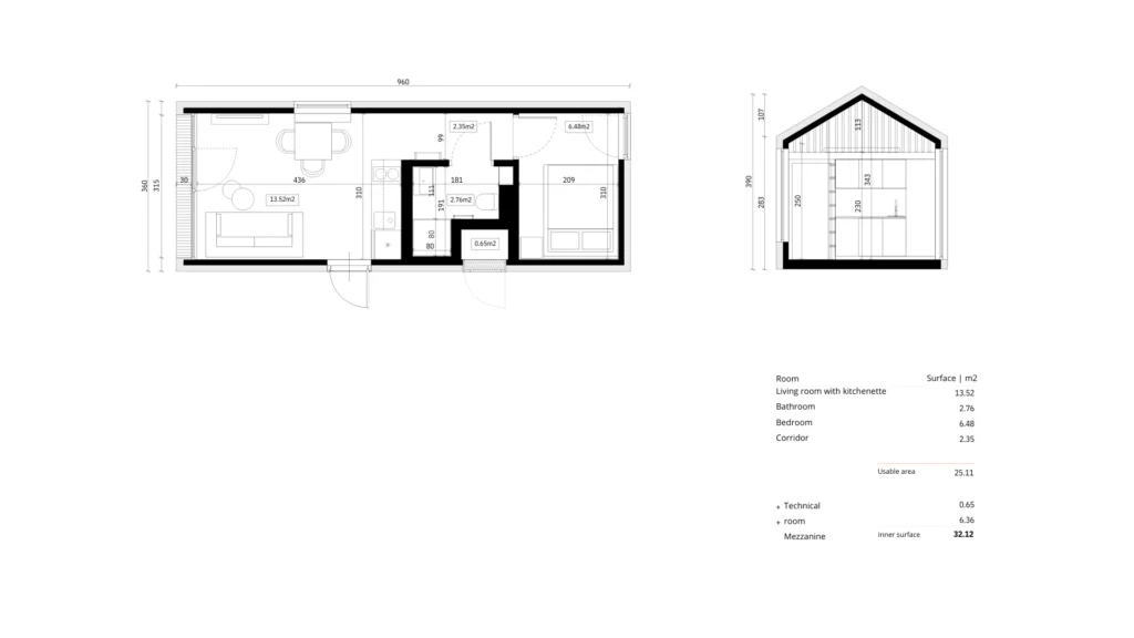 tiny house malmö layout en plattegrond